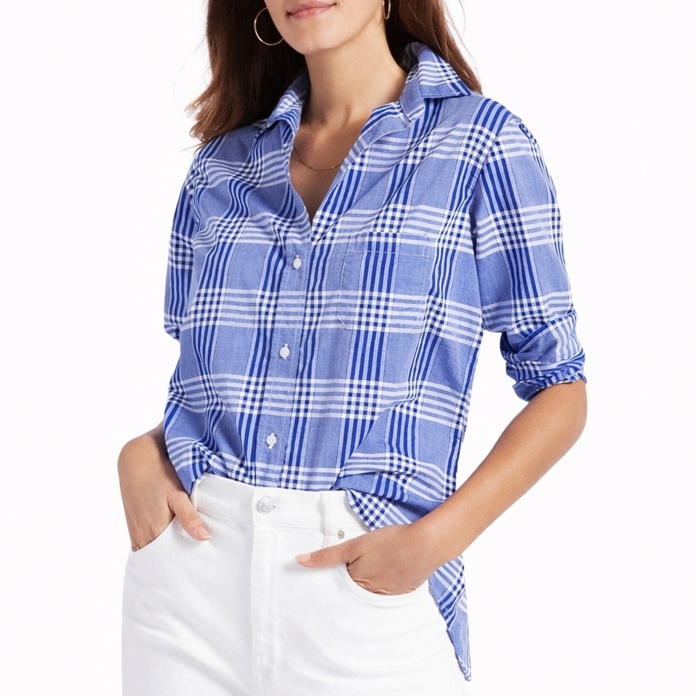 Grayson 2/S The Hero Shirt Womens Allison Blue Plaid Button Up Long Sleeve